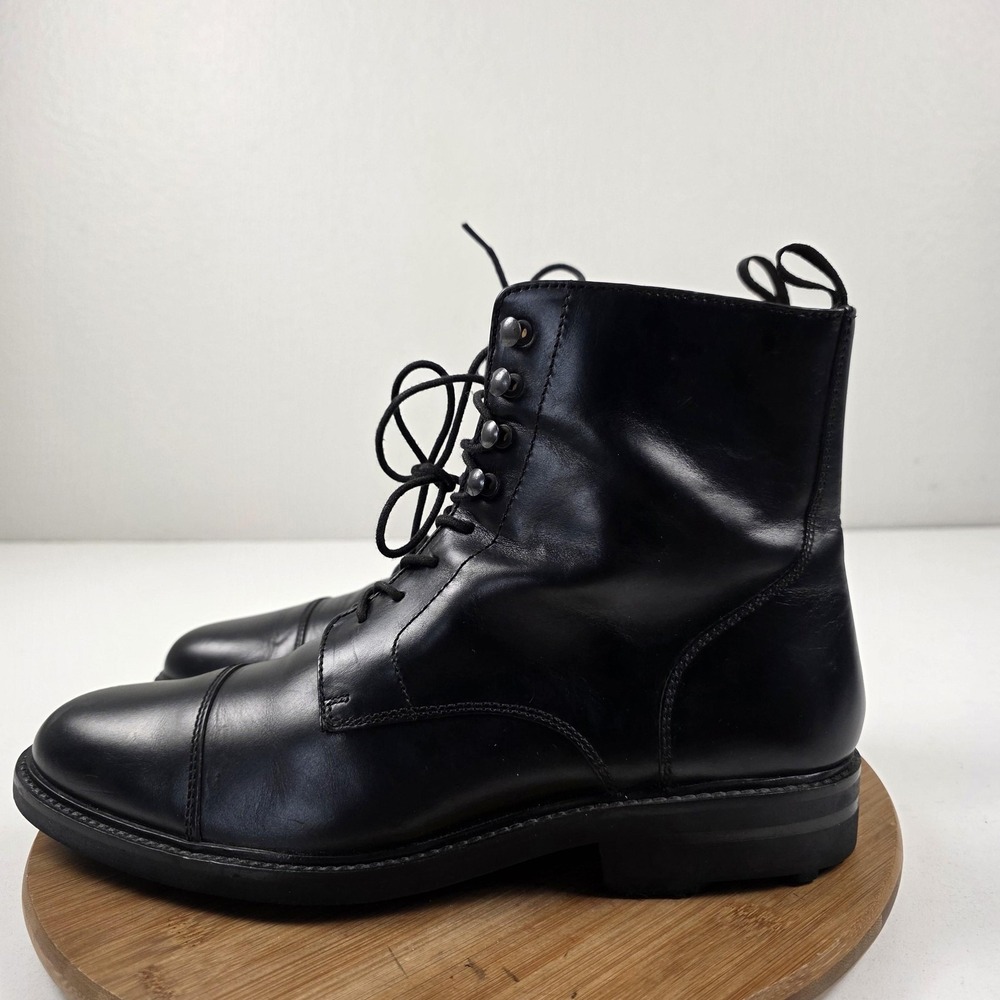 Bexley Boots Mens Size 10.5 Black Leather Enfield Cap Toe Combat Ankle Lace Up